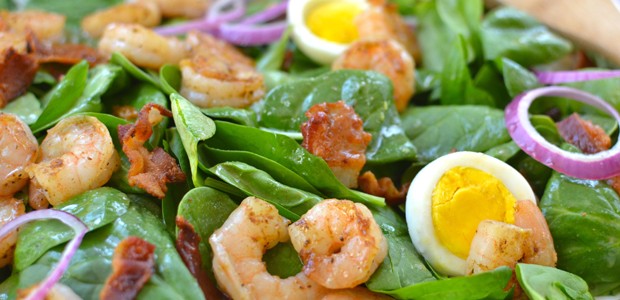 Guest Post: Spinach Salad with Shrimp and Warm Bacon Dressing