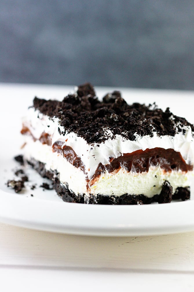 Easy Oreo Pudding Layer Dessert 1 pack oreo cookies, 1/2 cup melted