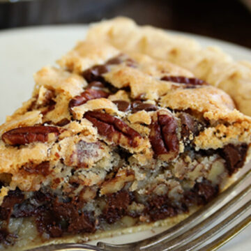 Kentucky Pecan Pie Sliced with Fork.