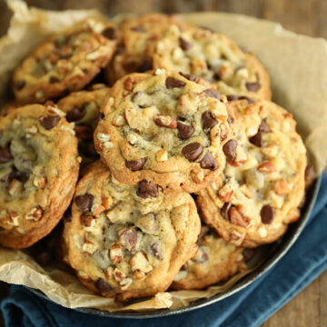 Chocolate Chip Pecan Cookies on a tray.