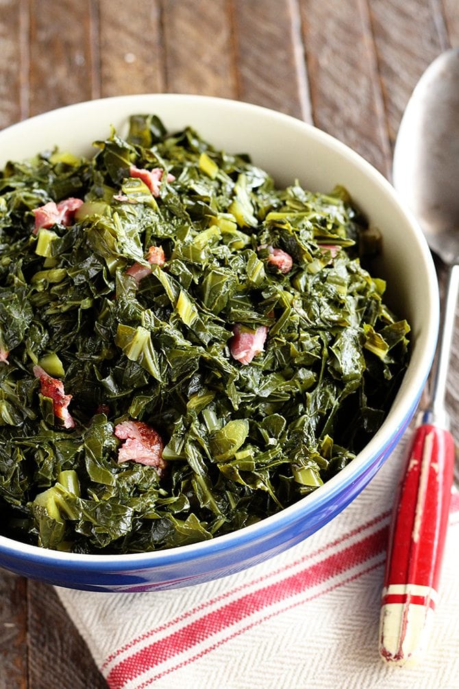 Collard and Mustard Greens in Ham Hock Gravy