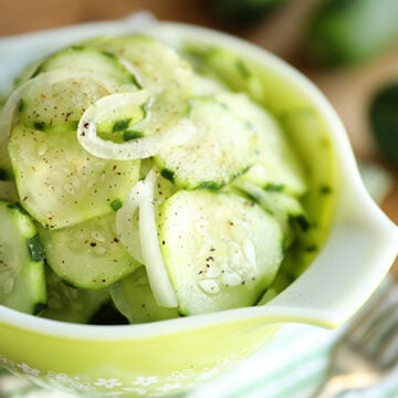 Simple Cucumber and Onion Salad in a bowl.