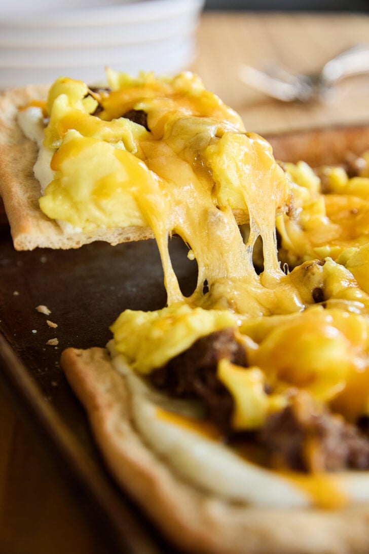 Slice of Easy Breakfast Pizza.