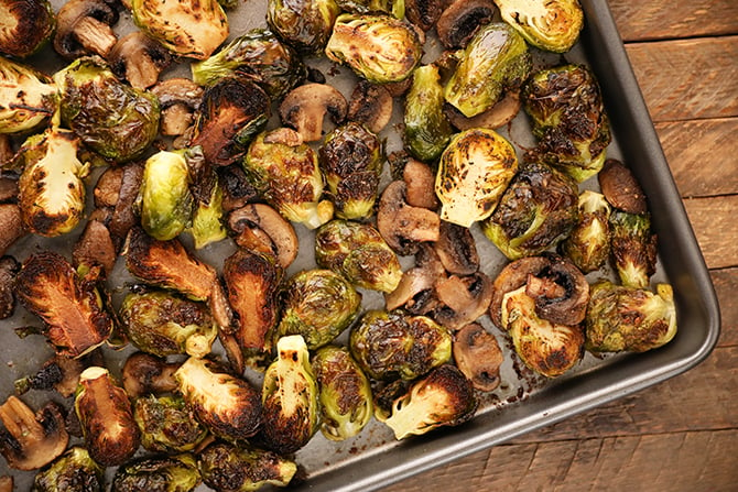 Roasted Brussels Sprouts with Mushrooms