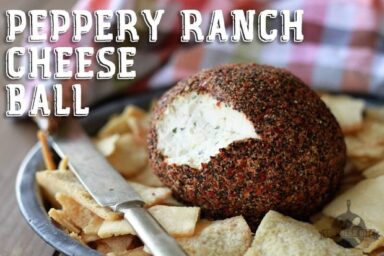 Peppery Ranch Cheese Ball with pita chips