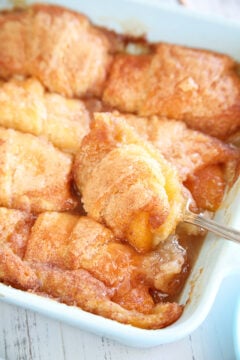 Peach Dumplings Being Served.
