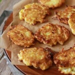 Squash fritters on a serving platter.
