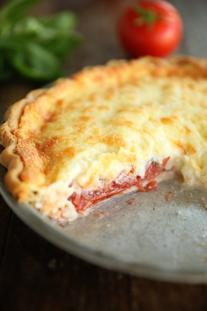 Tomato Pie with slice missing.