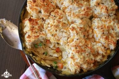 Scoop of Cheesy Biscuit Topped Chicken Pot Pie