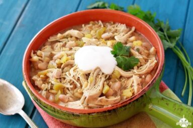 Slow Cooker Ranch White Chicken Chili in a bowl