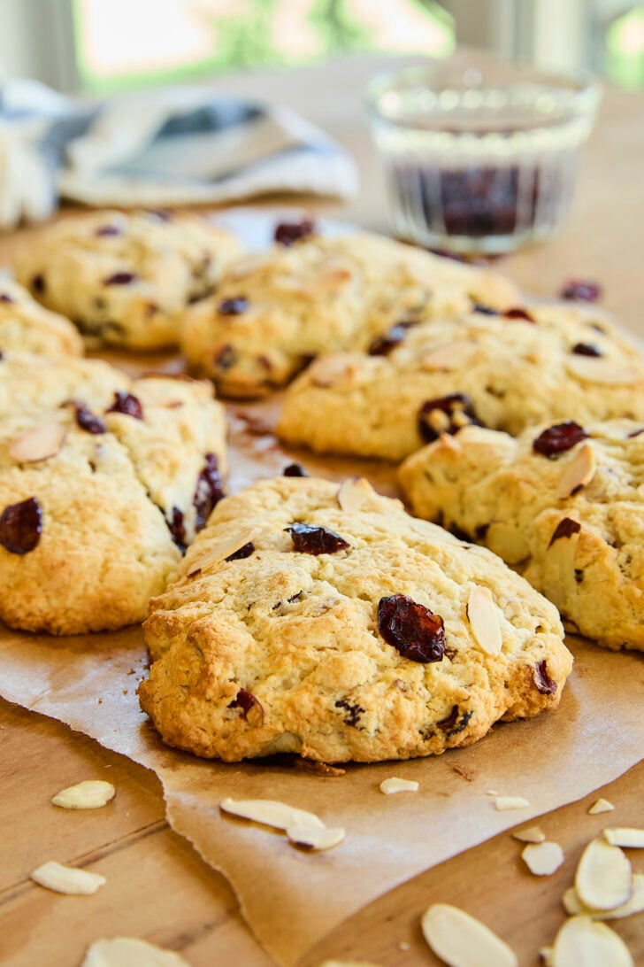 Scones on parchment.