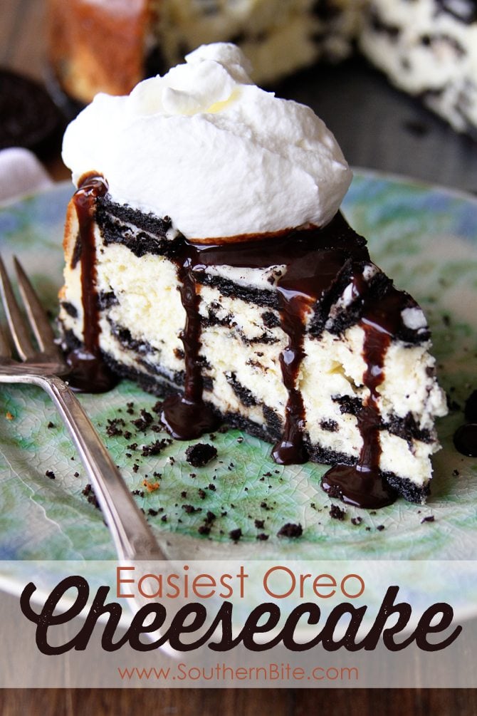 This is seriously the Easiest Oreo Cheesecake recipe ever. No water bath, just cheesecake deliciousness! 