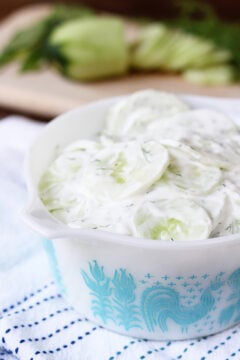 Creamy Cucumber Salad in a bowl