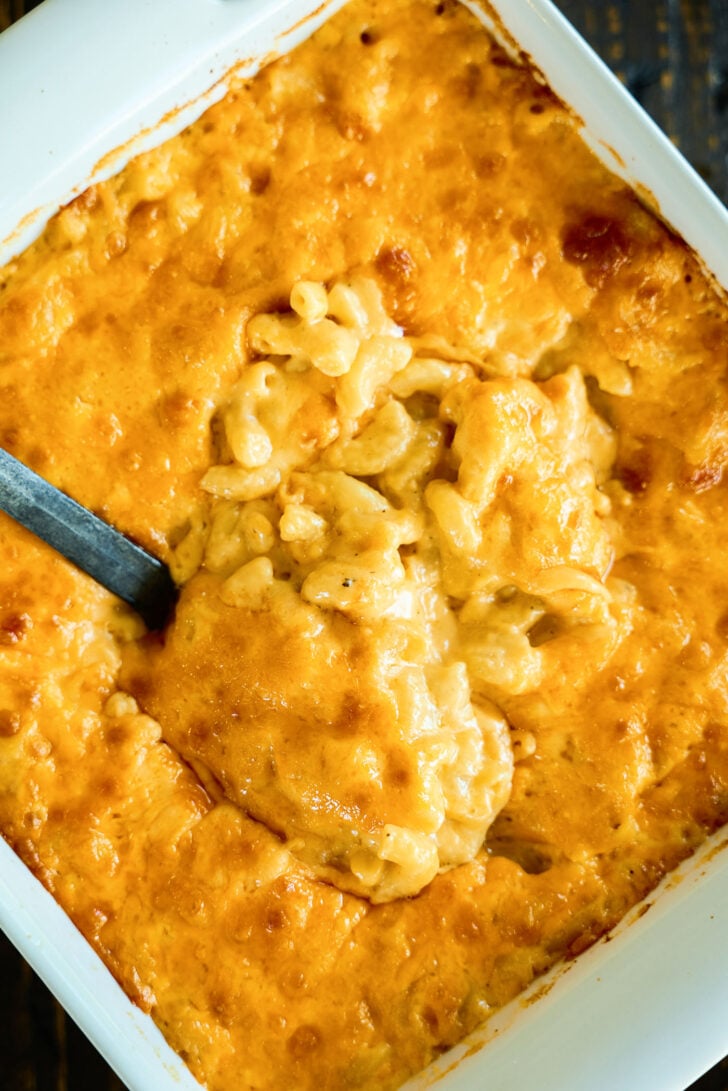 Spoonful of Classic Baked Macaroni and Cheese.