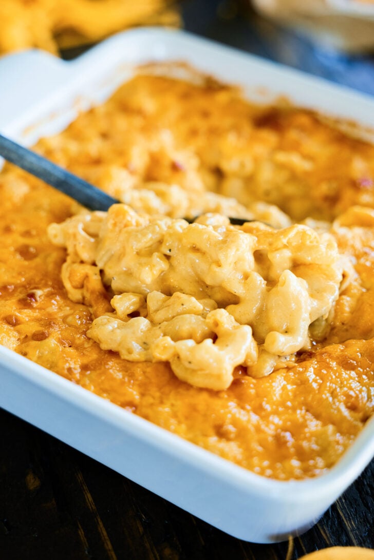 spoonful of Classic Baked Macaroni and Cheese.