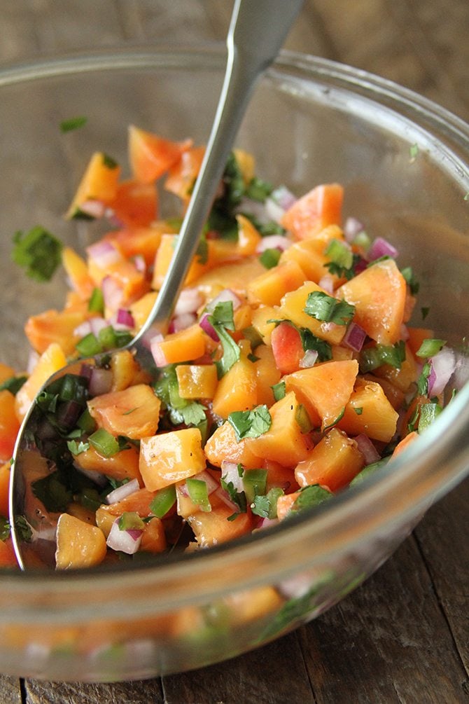 Shrimp Burgers with Chipotle Cream and Coconut Peach Salsa