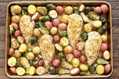 Sheet Pan Lemon Chicken Ready to Serve.