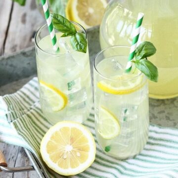 basil lemonade in glasses.
