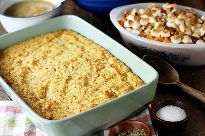 Southern Cornbread Dressing - Baked Broiled and Basted