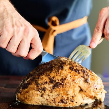 Slicing Slow Cooker Turkey Breast.