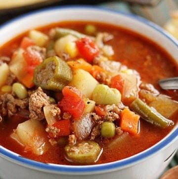 This delicious homemade vegetable beef soup recipe only takes about 45 minutes and is so easy!