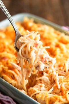 Forkful of Chicken Spaghetti.