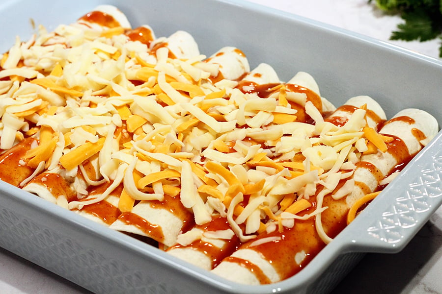 5 Ingredient Enchiladas with cheese on top