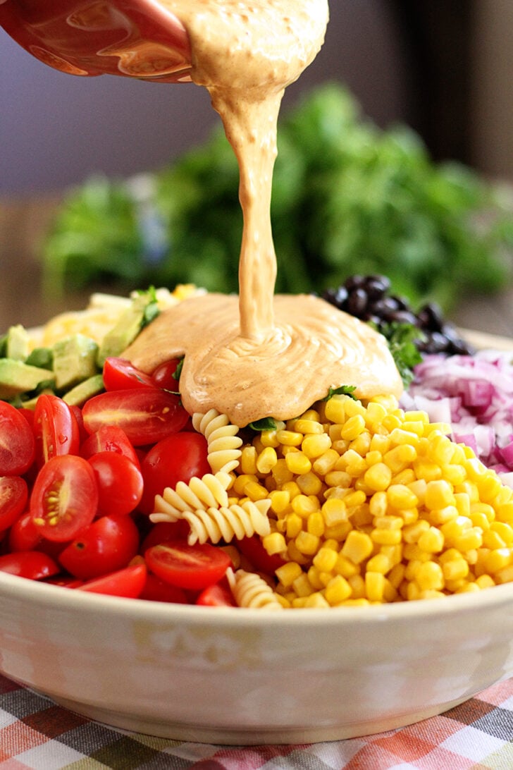 Taco Pasta With Yummy Dressing.