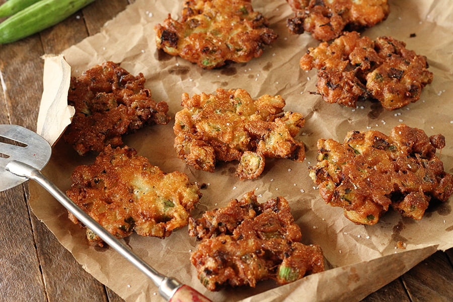 Okra and Green Tomato Fritters