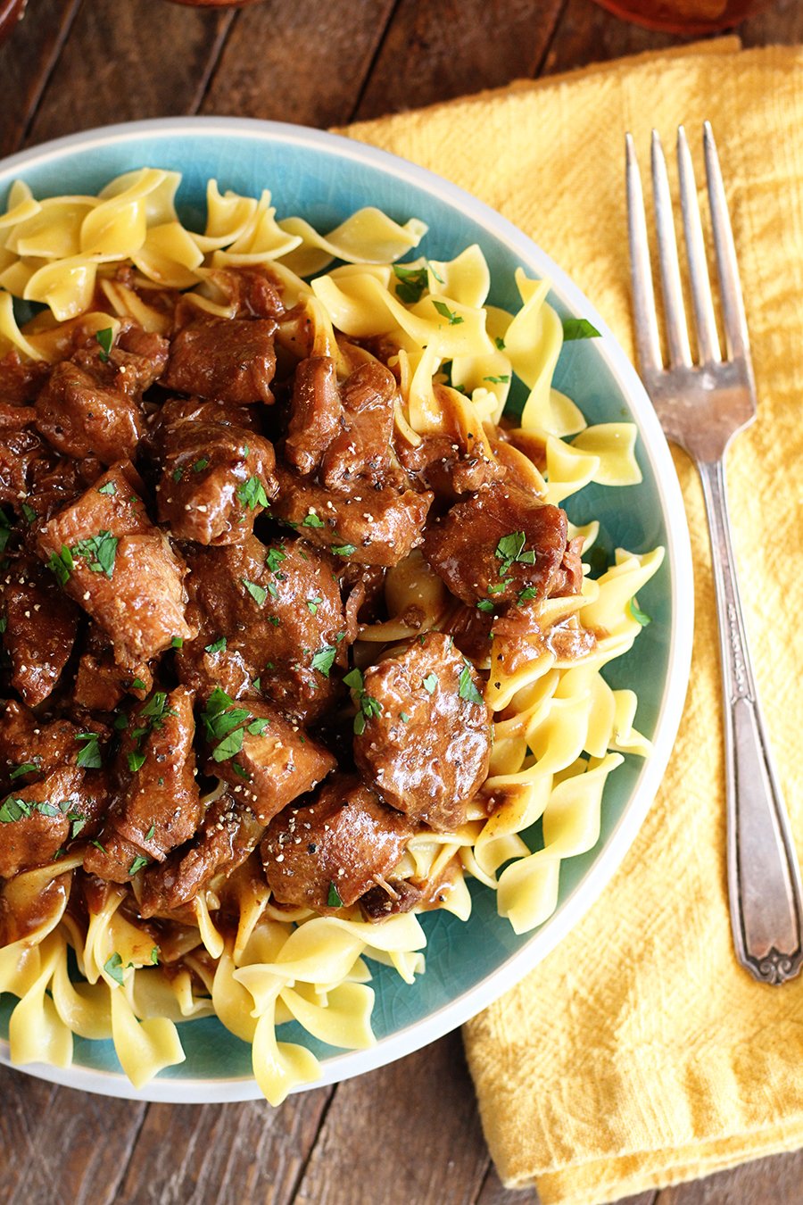 Beef stew and noodles