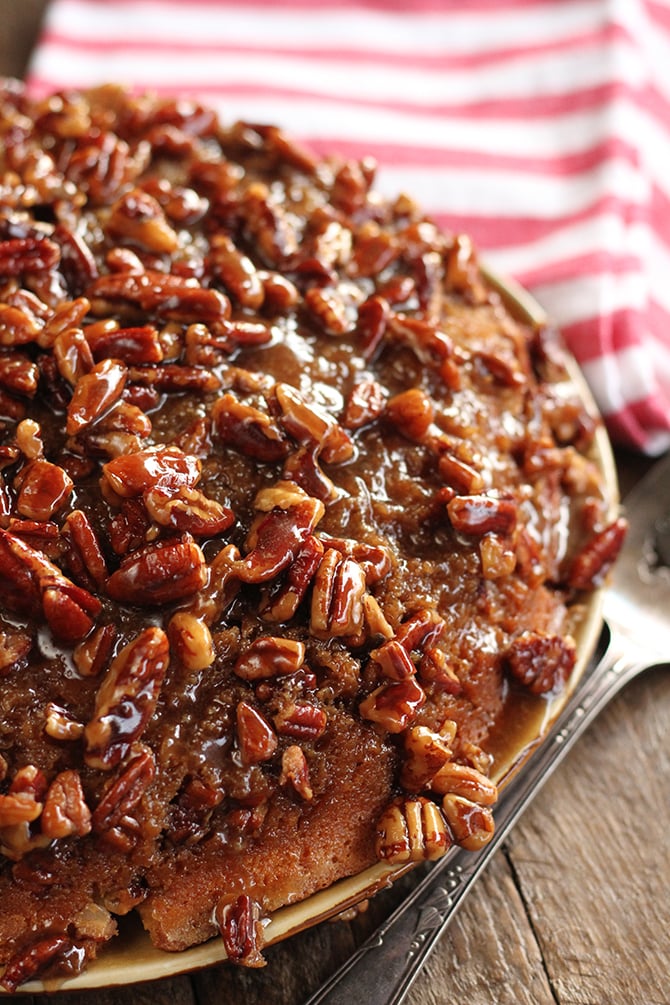 Caramel Pecan Upside-Down Cake - Southern Bite