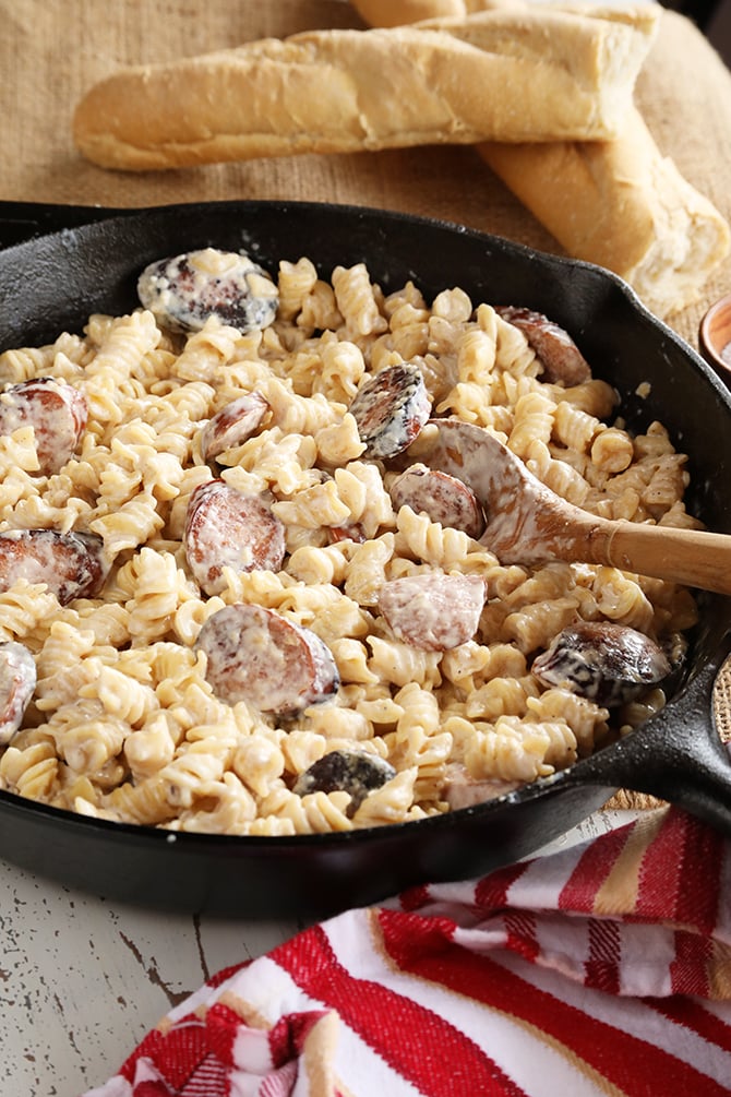 Weeknight Sausage Alfredo - Southern Bite