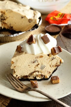 Peanut butter Cup Pie served on dish