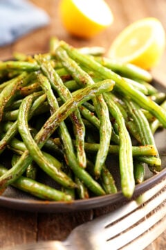 Close shot of Roasted Green Beans