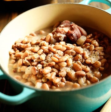 Pot of Southern Pinto Beans with spoon