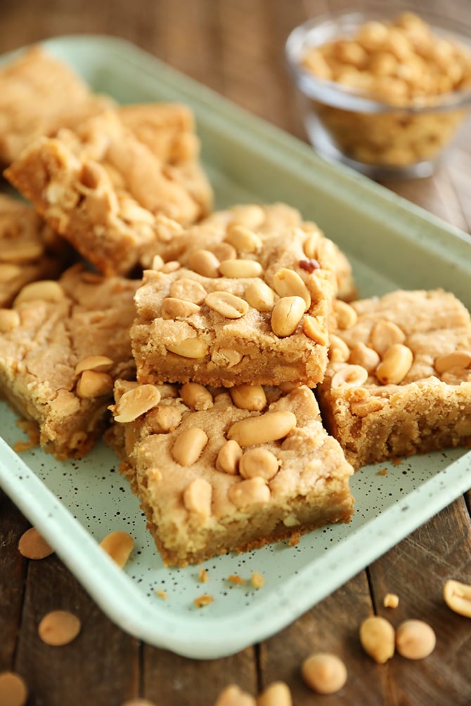 Chewy Peanut Butter Cookie Bars - Southern Bite