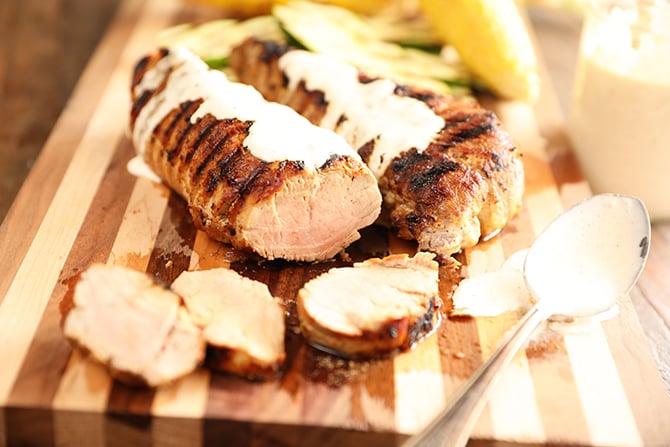 White BBQ Sauce Grilled Pork Tenderloin