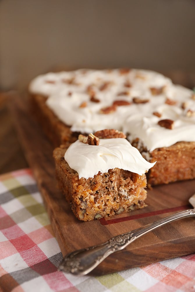 Piece of Sweet Potato Cake with Marshmallow Buttercream