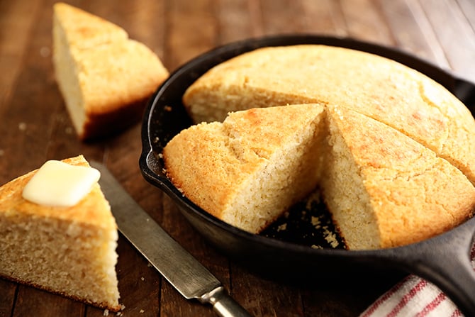 Southern Cast Iron Skillet Cornbread • Bread Booze Bacon