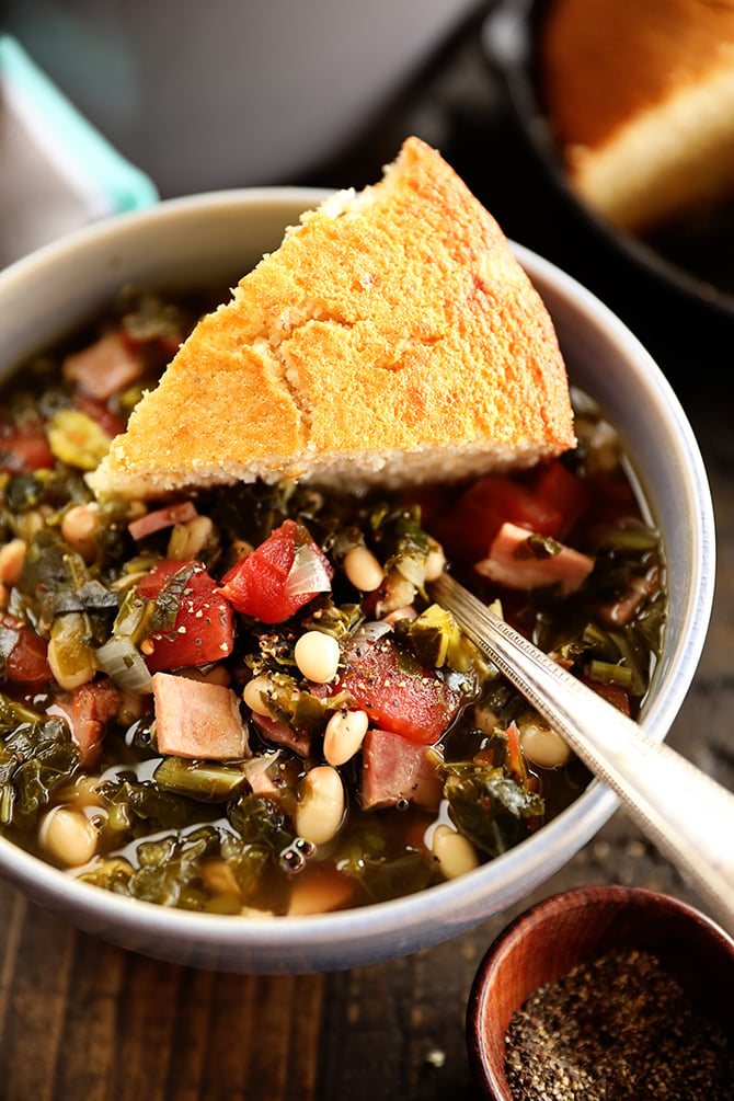 Collard Green Soup with Ham and Beans - Southern Bite