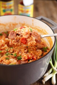 Sccop of One-Pot Sausage and Shrimp Jambalaya