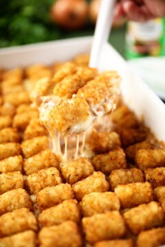 Scoop of Creole Tater Tot Casserole