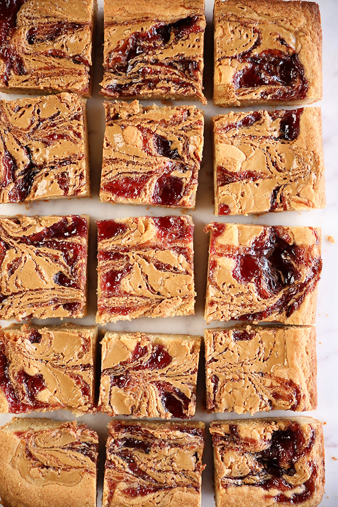 Peanut Butter and Jelly Blondies - Southern Bite