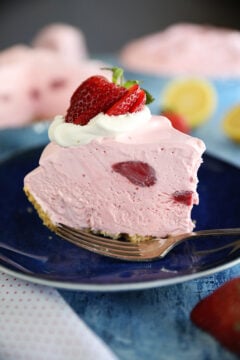 Slice of 5 Ingredient Strawberry Lemonade Pie
