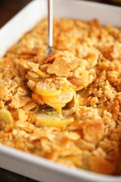 Scoop of Ultimate Cheesy Squash Casserole