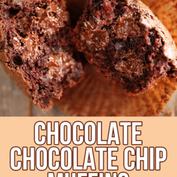 Collage of image for Chocolate Chocolate Chip Muffins for Pinterest