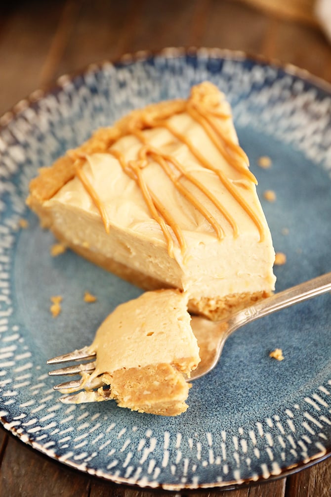 Bite of Peanut Butter Cream Pie on a fork