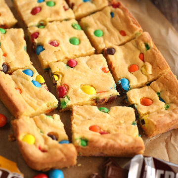 Best Cake Mix Cookie Bars Cut in Squares.