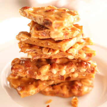 stack of pieces of Microwave Peanut Brittle