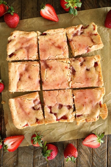 Sliced Fresh Strawberry Blondies